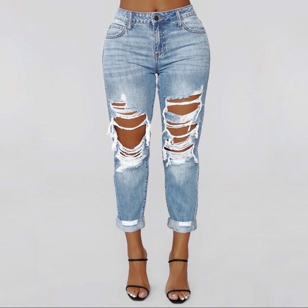 FN Jax Distressed High Rise Boyfriend Jeans